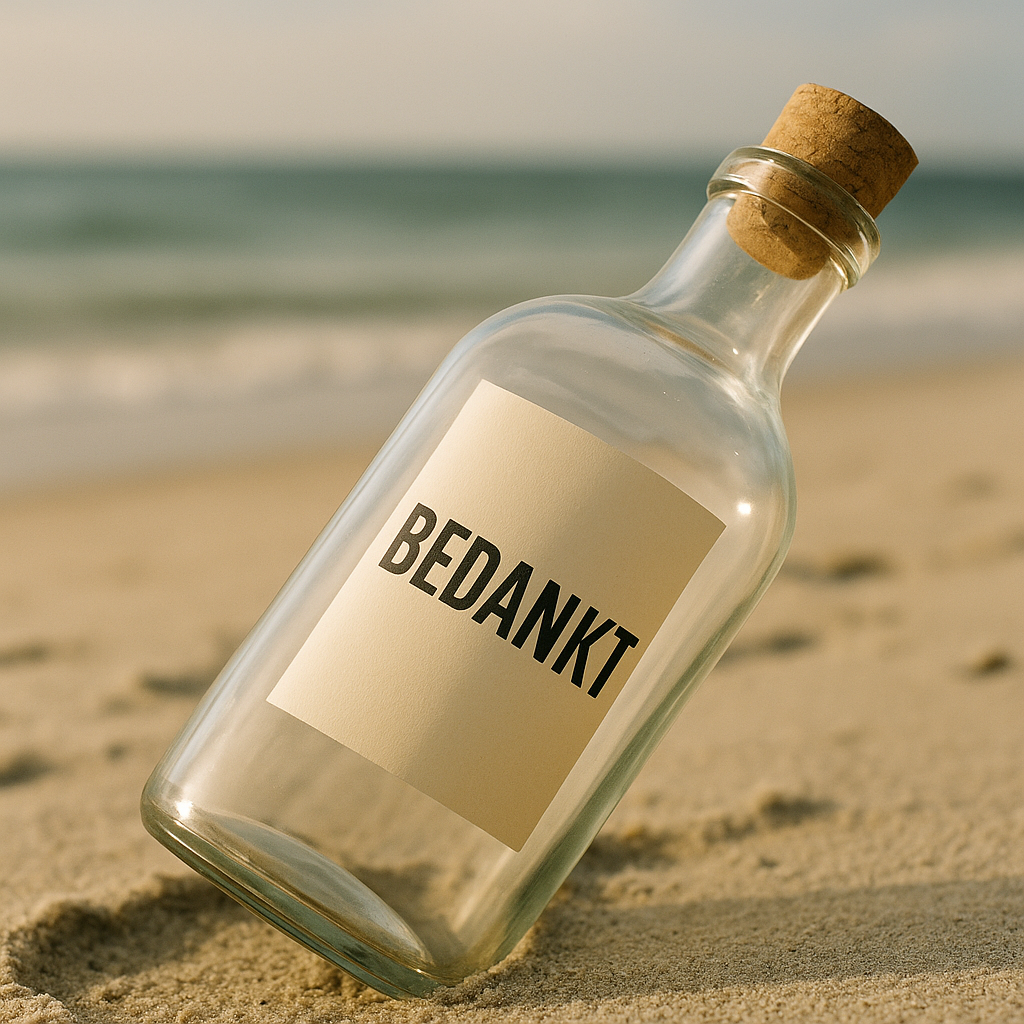 Cadeaubon in een bedrukte glazen fles voor Bistro H-eat